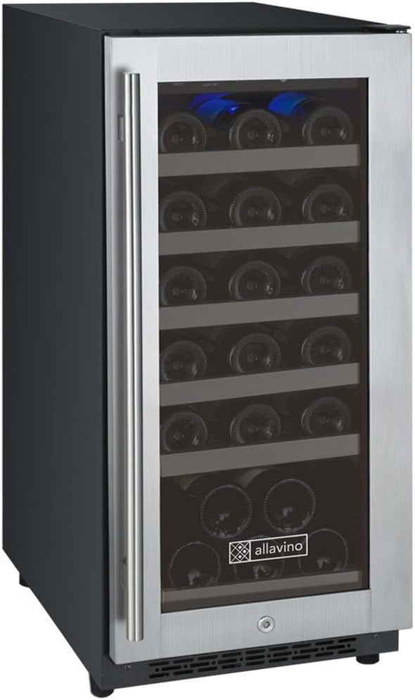 15" Wide Flexcount II Tru-Vino 30 Bottle Single Zone Stainless Steel Right Hinge Wine Refrigerator