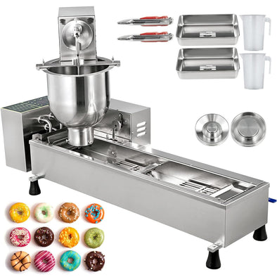 110V Commercial Automatic Donut Making Machine, Single Row Auto Doughnut Maker, 7L Hopper Donut Maker with 3 Sizes Molds, Doughnut Fryer, 304 Stainless Steel Auto Donut