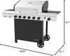 Premium 6-Burner Propane Gas Grill with Side Burner, 66,000 Btus, Perfect for Outdoor Cooking & Grilling, Patio, Tailgating, Bbqs, Silver and Black, 720-0983C