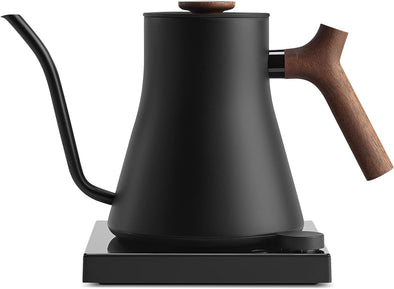 Stagg EKG Pro Studio Electric Gooseneck Kettle - Pour-Over Coffee and Tea Pot, Stainless Steel, Quick Heating, Matte Black with Walnut Wood Handle, 0.9 Liter