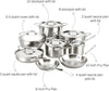 BD005714 Brushed D5 Stainless Steel 5-Ply 14-Piece Cookware Set