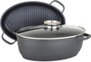 Culinary 3-In-1 8.6 Qt Die Cast Oval Roaster with Glass Basting Lid, Gray