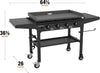 1554 36” Omnivore Griddle with Folding Side Shelves, Powder Coated Steel, Black